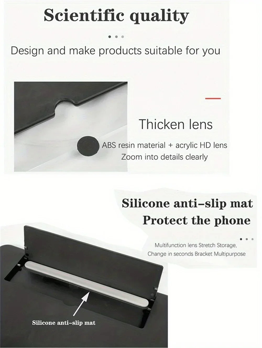 12/10 tommers skjermforstørrer for mobiltelefon • HD-skjermforstørrelsesglass • Anti-blått lys og øyebeskyttelse