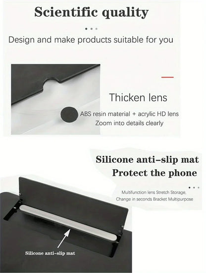 12/10 tommers skjermforstørrer for mobiltelefon • HD-skjermforstørrelsesglass • Anti-blått lys og øyebeskyttelse